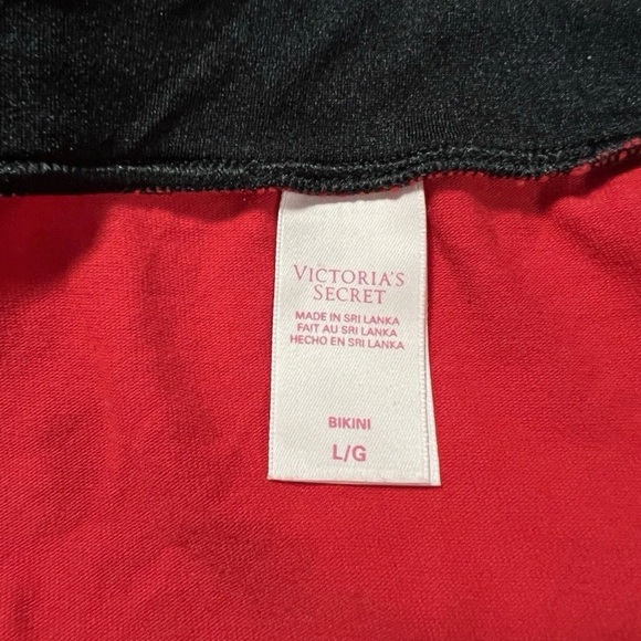 New Victoria’s Secret Red Cotton Black Sequin Waist Bikini Panties VS Large L - Picture 2 of 2